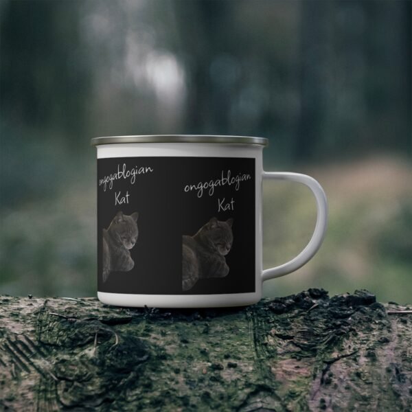 ongogablogian Kat Personalized Enamel Camping Mug with Custom Design